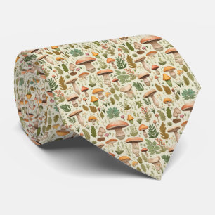 Whimsical Autumn Mushroom Forest Seamless Pattern Neck Tie