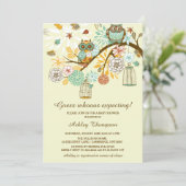 Whimsical Autumn Owls Baby Shower Invitation (Standing Front)