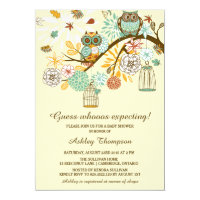 Whimsical Autumn Owls Baby Shower Invitation