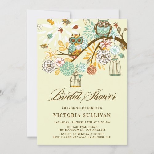 Whimsical Autumn Owls Bridal Shower Invitation