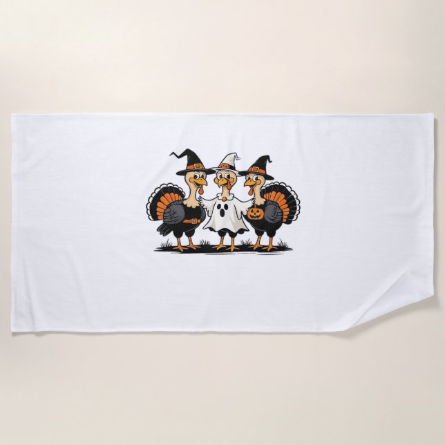 Whimsical Autumn Patchwork Pumpkin  Cozy Fall Flor Beach Towel (Front)