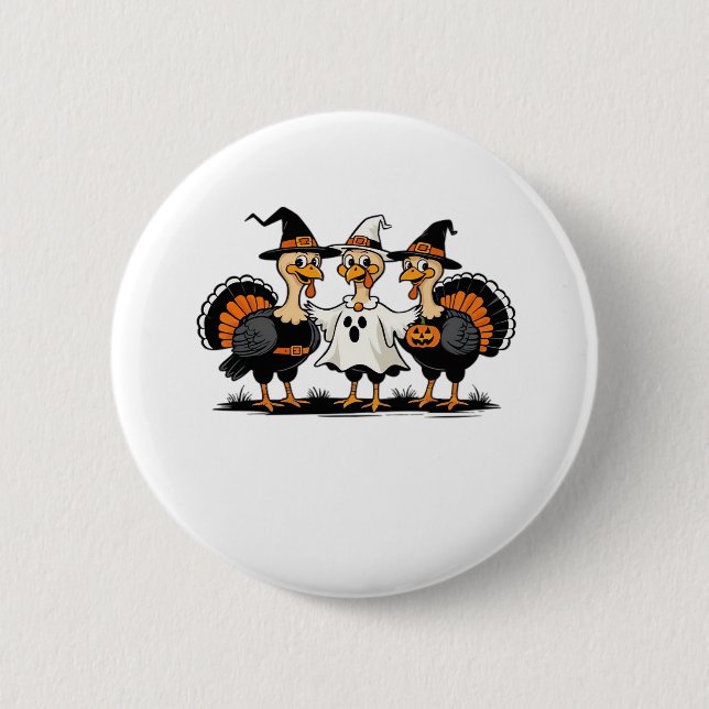 Whimsical Autumn Patchwork Pumpkin  Cozy Fall Flor Button (Front)