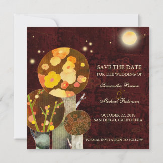 Whimsical Autumn Trees Wedding Save the Date
