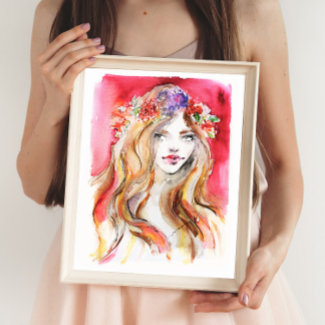 Whimsical Autumn Watercolor Fashion Illustration 