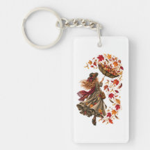 Whimsical Autumn Woman with Upside-Down Umbrella