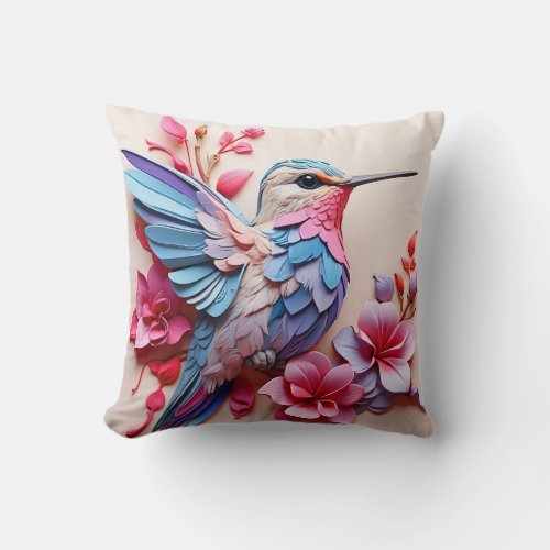 Whimsical Avian Bloom Pillow