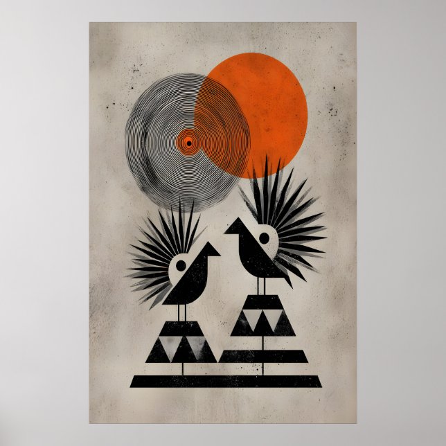 Whimsical Aviary Wall Art Modern Tribal Birds with (Front)
