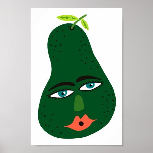 Whimsical Avocado Art Poster