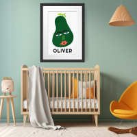 Whimsical Avocado CUSTOM BABY NAME Art