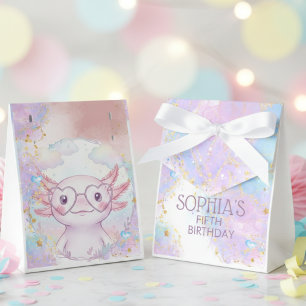 Whimsical axolotl kids birthday favor boxes