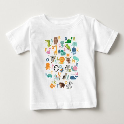 Whimsical Baby Animal Alphabet Letters Custom Name Baby T_Shirt
