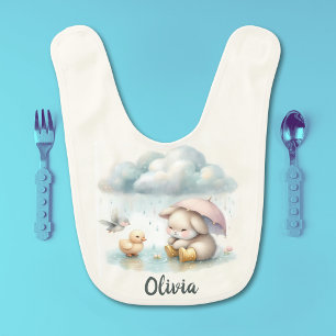 Whimsical Baby Animals in Gentle Rain Bib