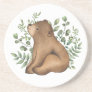 Whimsical Baby Bear Woodland Forest Greenery Coaster