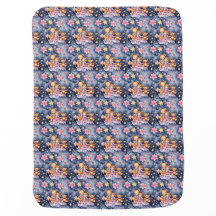 Whimsical Baby Blanket with Bears and Flowers