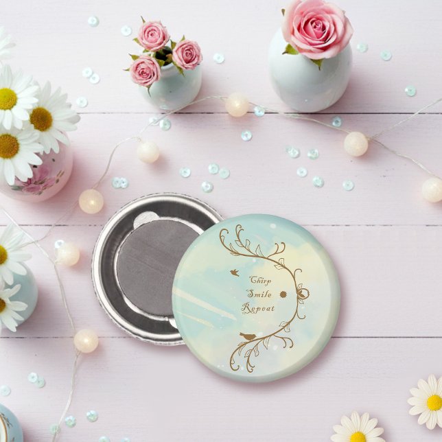 Whimsical Baby Blue Chirp, Smile, Repeat Magnet (Creator Uploaded)
