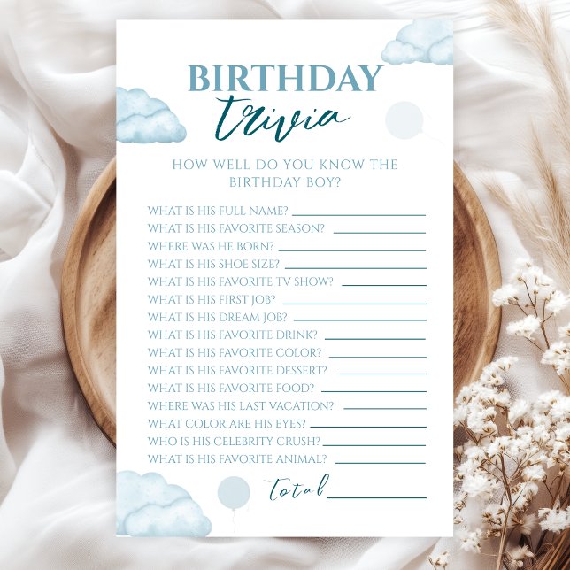 Whimsical Baby Blue Watercolor Birthday Trivia (Creator Uploaded)