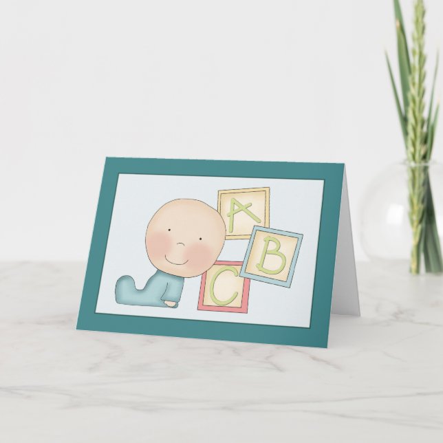 Whimsical Baby Boy Congratulations Card (Front)