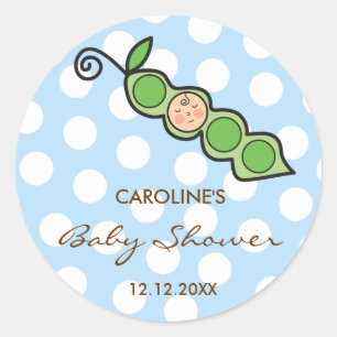 Whimsical Baby Boy Pea In A Pod Baby Shower Custom Classic Round Sticker