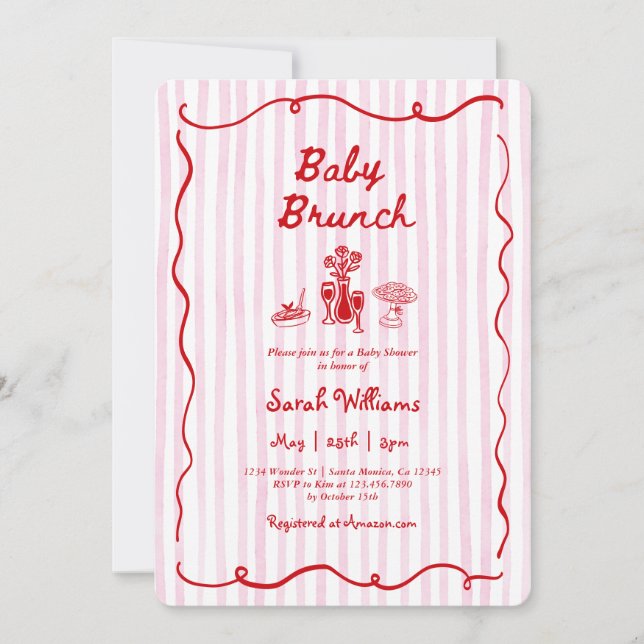 Whimsical Baby Brunch Baby Shower Girl Invitation (Front)