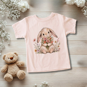 Whimsical Baby Bunny Florals Toddler Girls Gift T-shirt