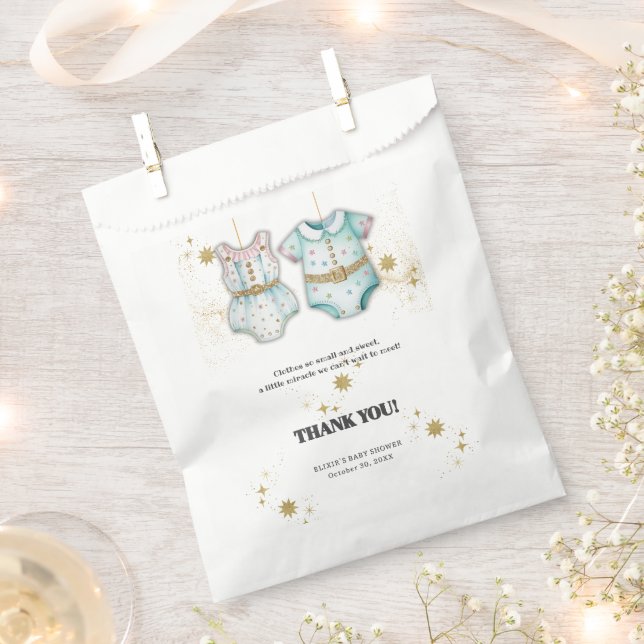 Whimsical Baby Clothes Gender Neutral Baby Shower Favor Bag (Clipped)