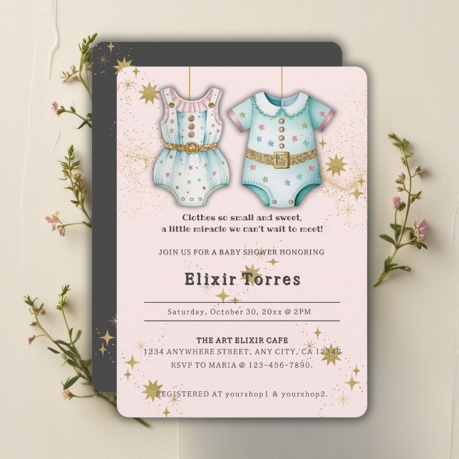 Whimsical Baby Clothes Gender Neutral Baby Shower Invitation (Creator Uploaded)