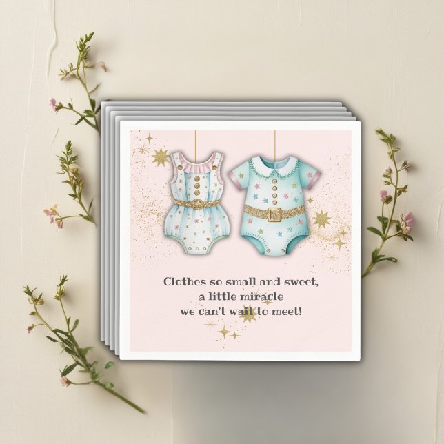 Whimsical Baby Clothes Gender Neutral Baby Shower Napkins (Creator Uploaded)