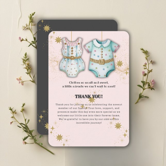 Whimsical Baby Clothes Gender Neutral Baby Shower Thank You Card (Creator Uploaded)
