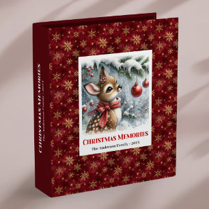 Whimsical Baby Deer Christmas Scene Personalized 3 Ring Binder