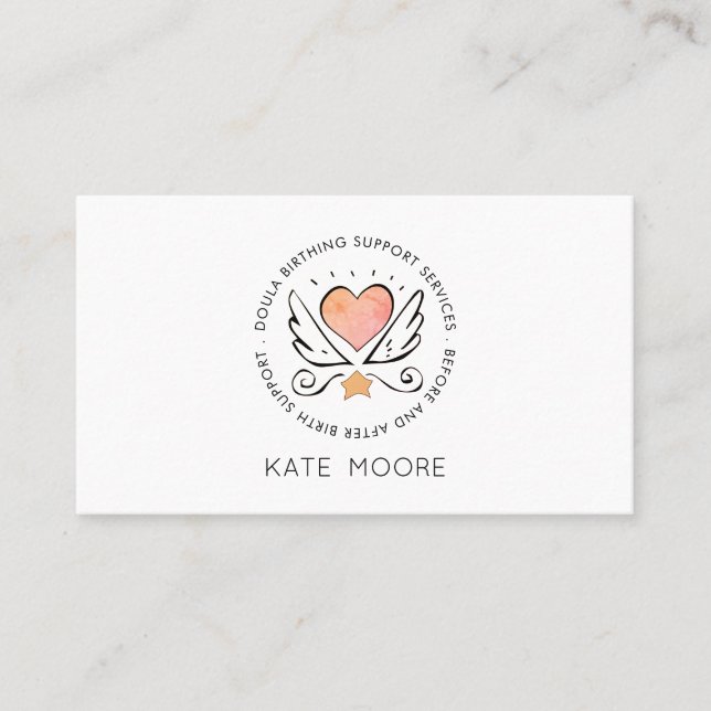 Whimsical Baby Doula Birth Coach Business Card (Front)