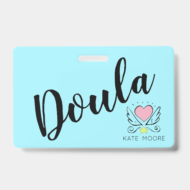 Whimsical Baby Doula Birth Coach Heart Badge (Front)