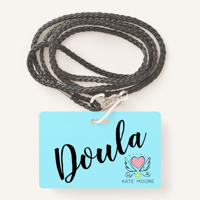 Whimsical Baby Doula Birth Coach Heart Badge (Front with Lanyard)
