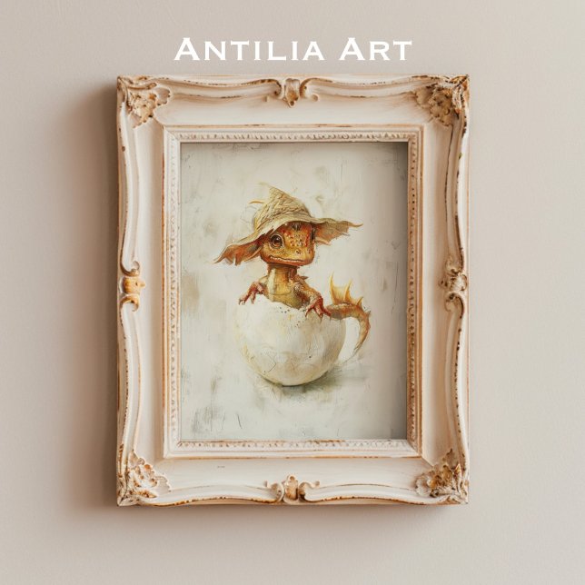 Whimsical Baby Dragon Hatching Art Magical Fantasy Poster (Creator Uploaded)