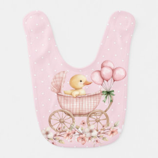 Whimsical Baby Duckling in Baby Carriage  Bib