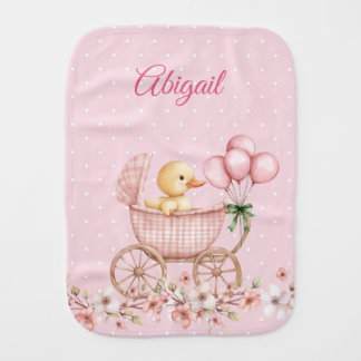 Whimsical Baby Duckling in Baby Carriage  Burp Cloth