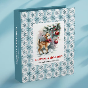 Whimsical baby fawn winter scene kids memory album 3 ring binder