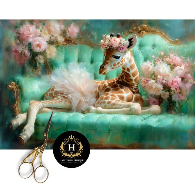 Whimsical Baby Giraffe Tutu Mint Couch Decoupage Tissue Paper (Creator Uploaded)