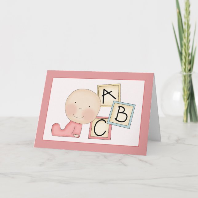 Whimsical Baby Girl Congratulations Card (Front)