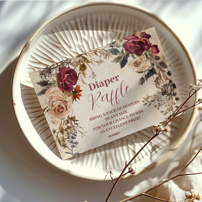 Whimsical Baby in Bloom Wildflower Diapper Raffle Enclosure Card (Creator Uploaded)