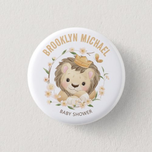 Whimsical Baby Lion king Baby Shower Button