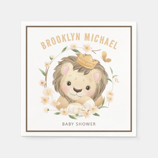 Whimsical Baby Lion king Baby Shower  Napkins (Front)