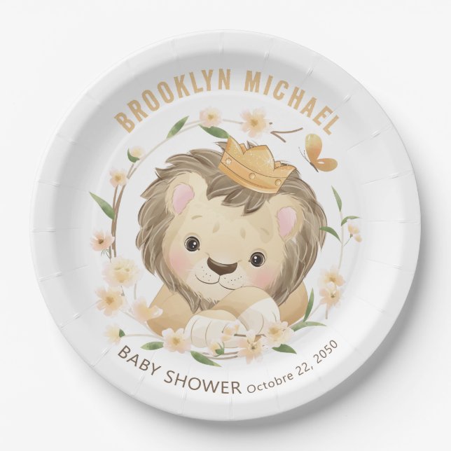 Whimsical Baby Lion king Baby Shower Paper Plates (Front)