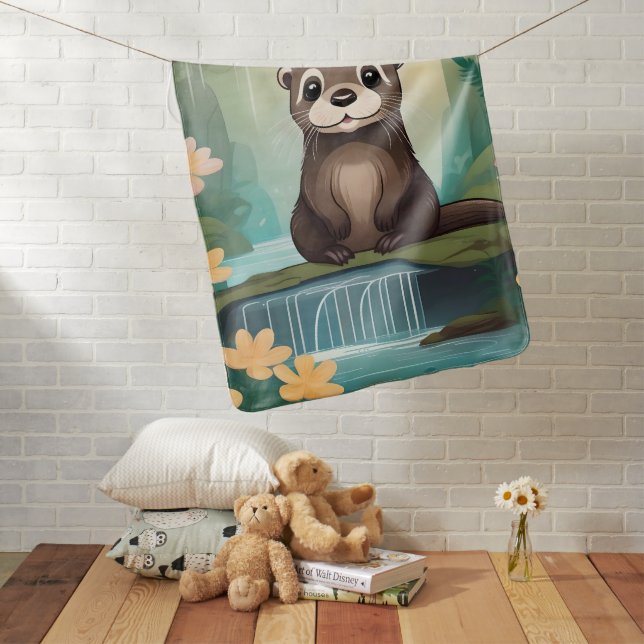 Whimsical Baby Otter, Blanket (In Situ)
