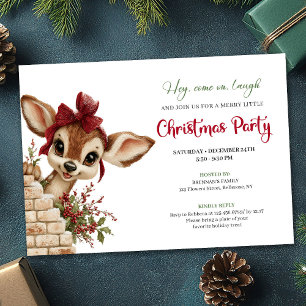 Whimsical baby reindeer printable holiday invite