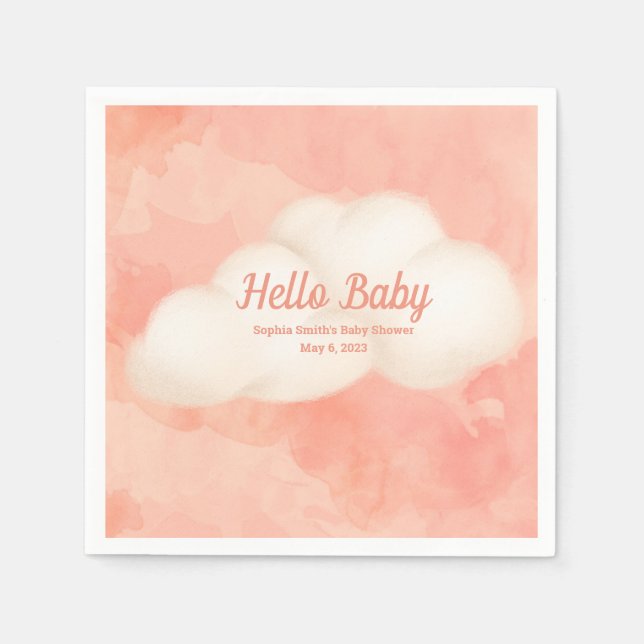 Whimsical Baby Shower, Baby Girl, Kitten Napkins (Front)