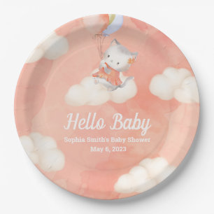 Whimsical Baby Shower, Baby Girl, Kitten Paper Plates