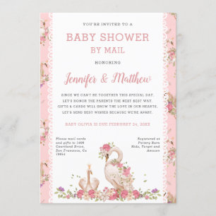 Whimsical Baby Shower By Mail Fairy Tale Swans Invitation