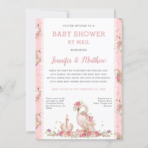 Whimsical Baby Shower By Mail Fairy Tale Swans  Invitation