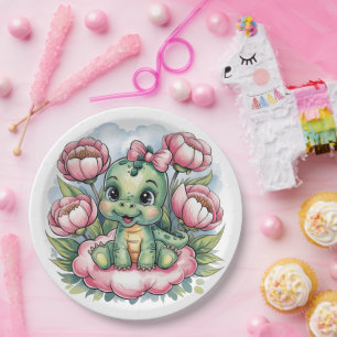Whimsical Baby Shower Dino Delight Paper Plates