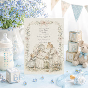 Whimsical Baby Shower Mice Invitation